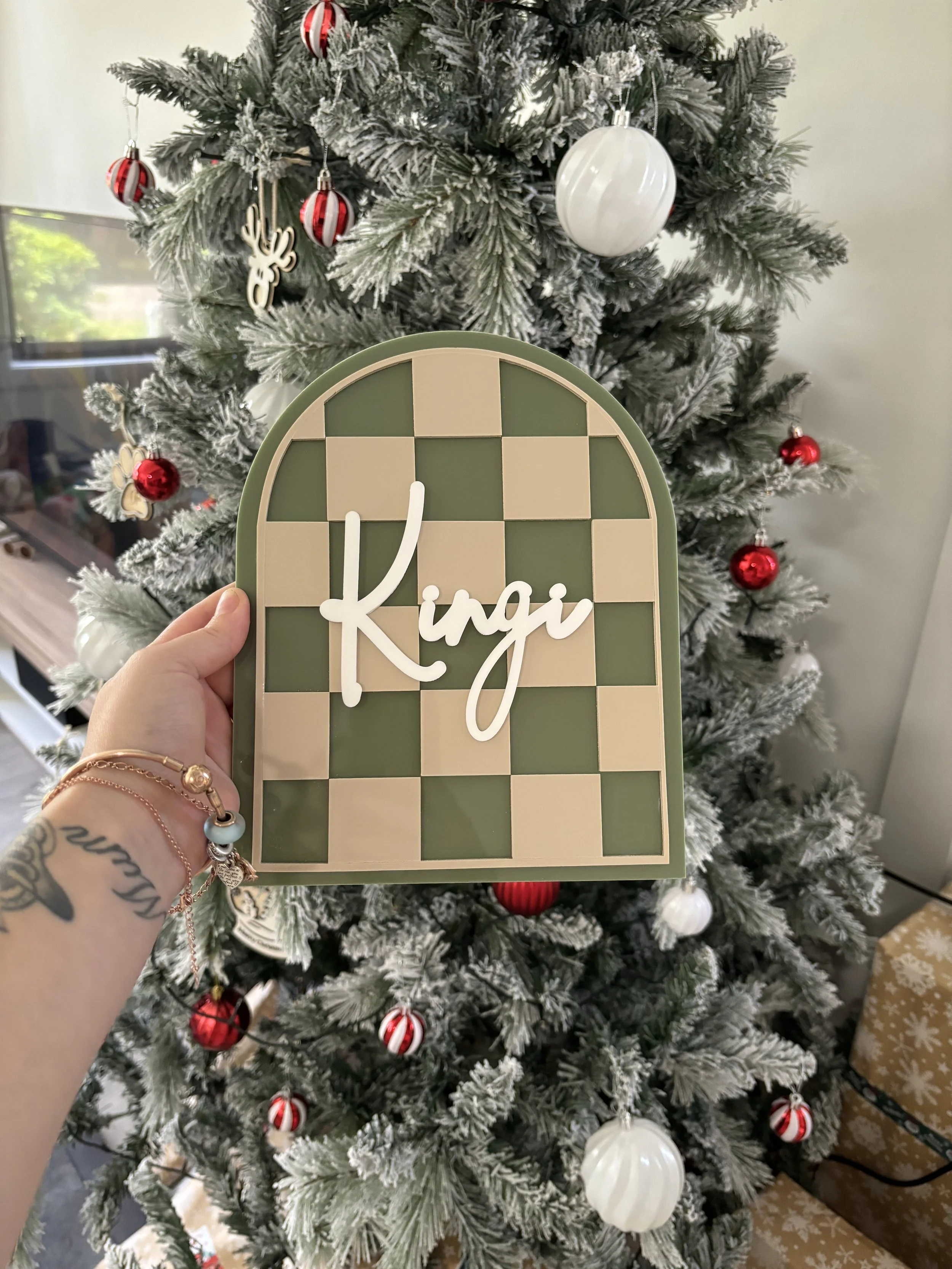 Custom Checkers Name Plaque