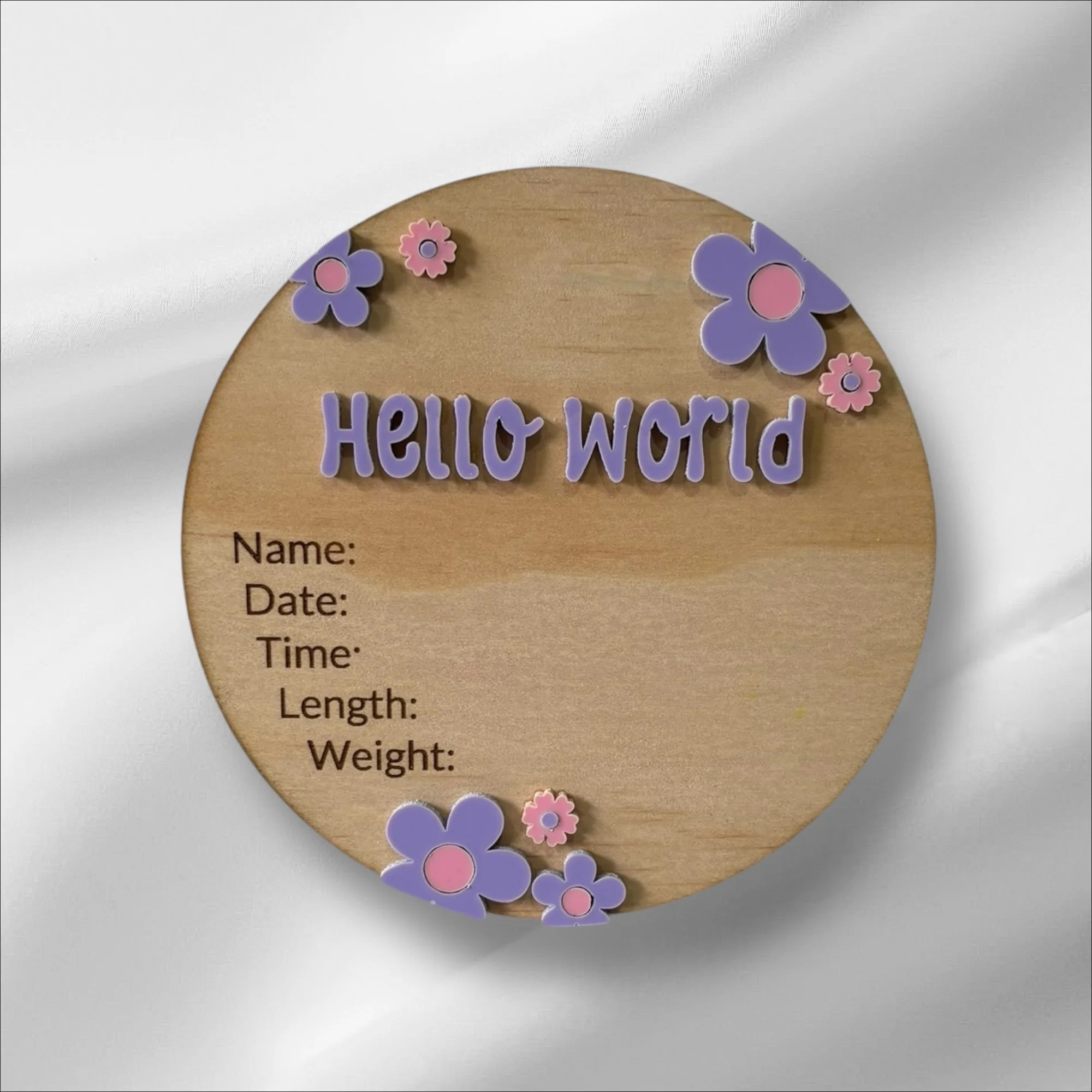 Flower Power Birth Details Plaque