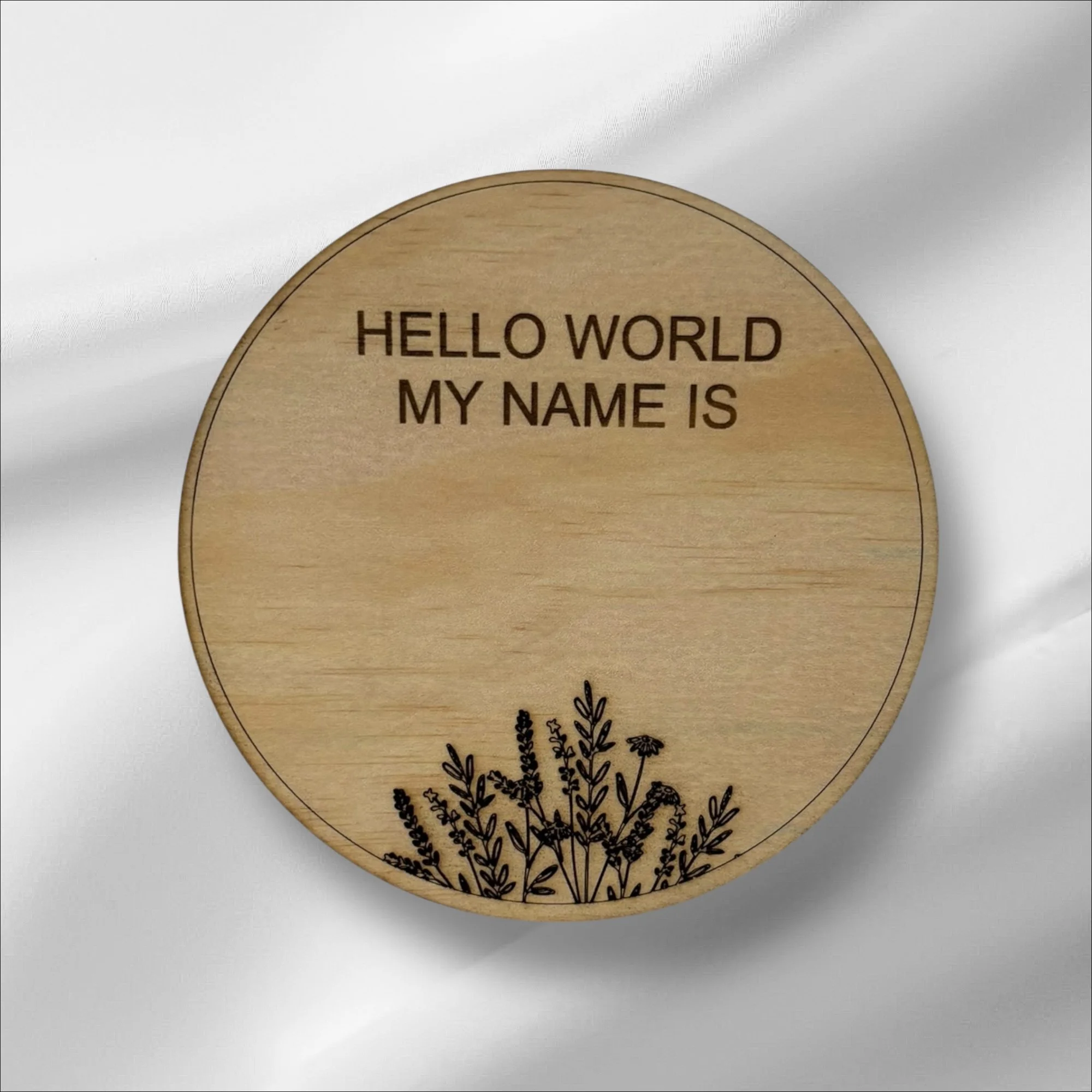 Flower Hello World Wooden Name Plaque