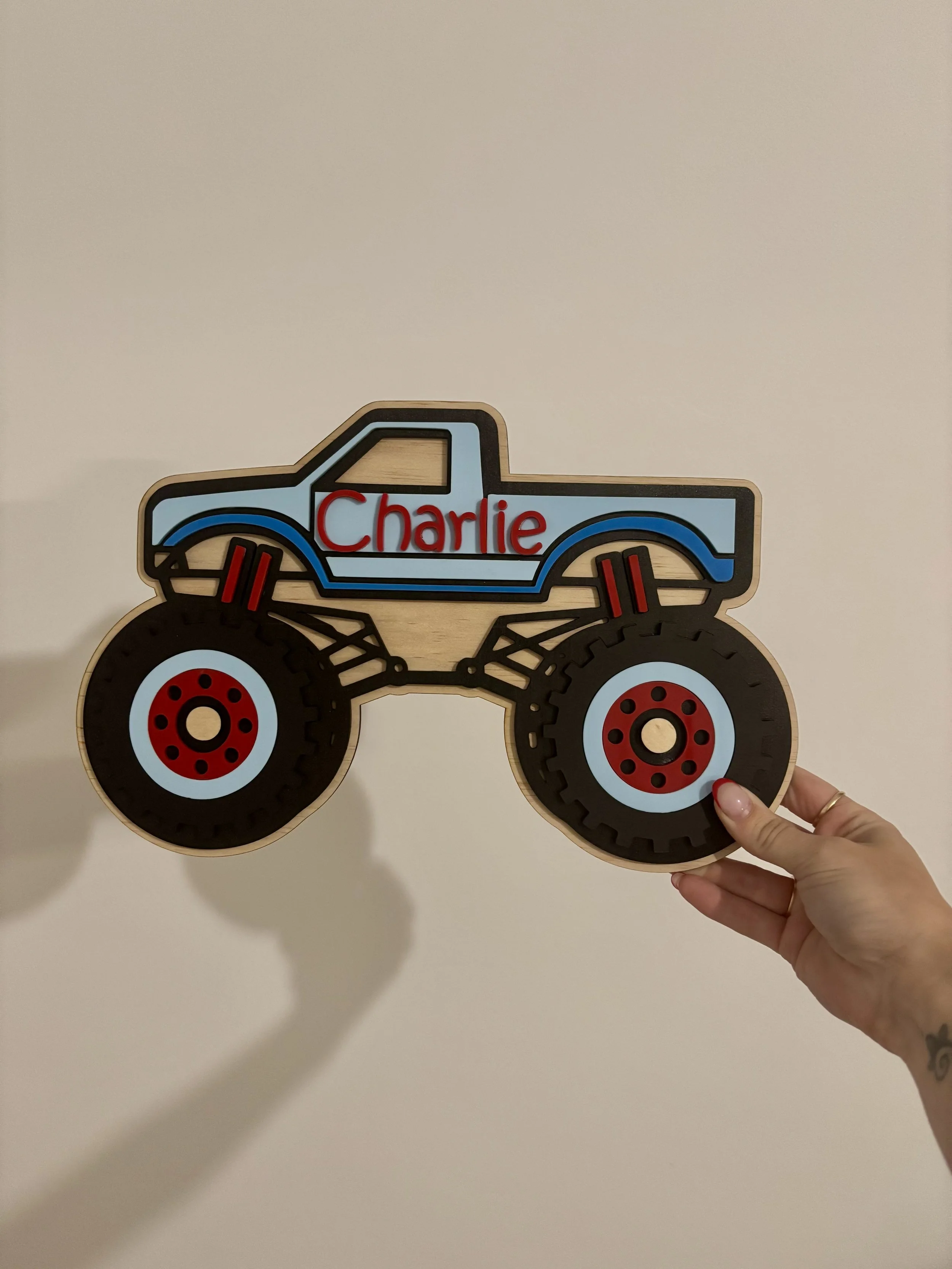 Personalised Wooden Monster Truck Sign