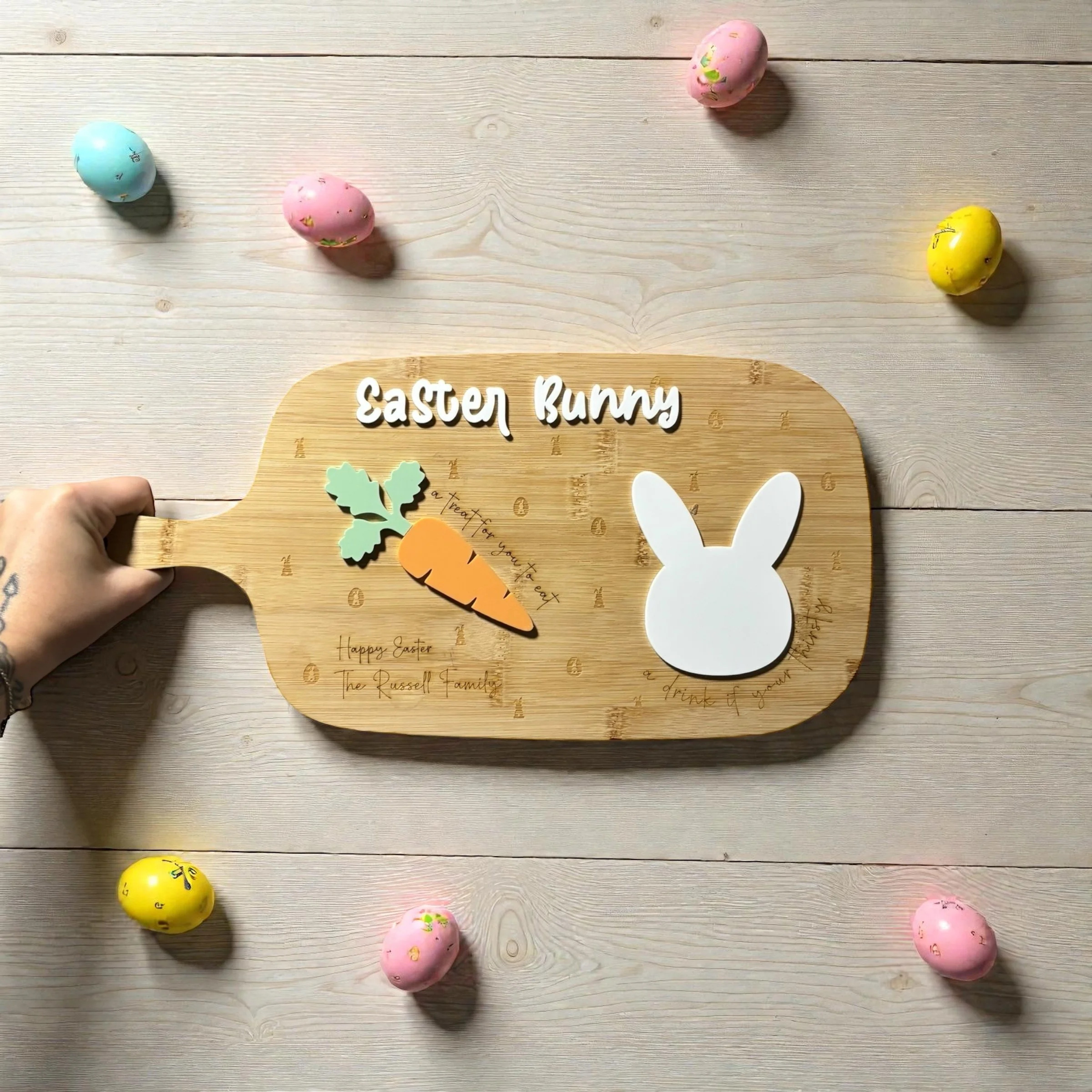 Personalised Easter Carrot and Bunny Board