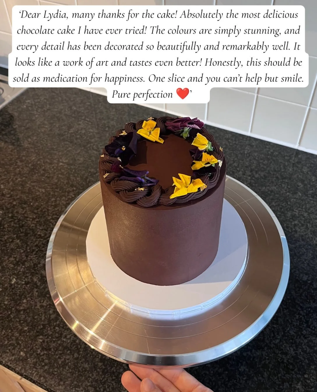 Glowing reviews like this one really do make my week!! &hearts;️ 

If you&rsquo;ve got a special someone in mind, all I need to know is their favourite flavour, the number of portions and notice of any allergies. I will handle all the rest (and they 