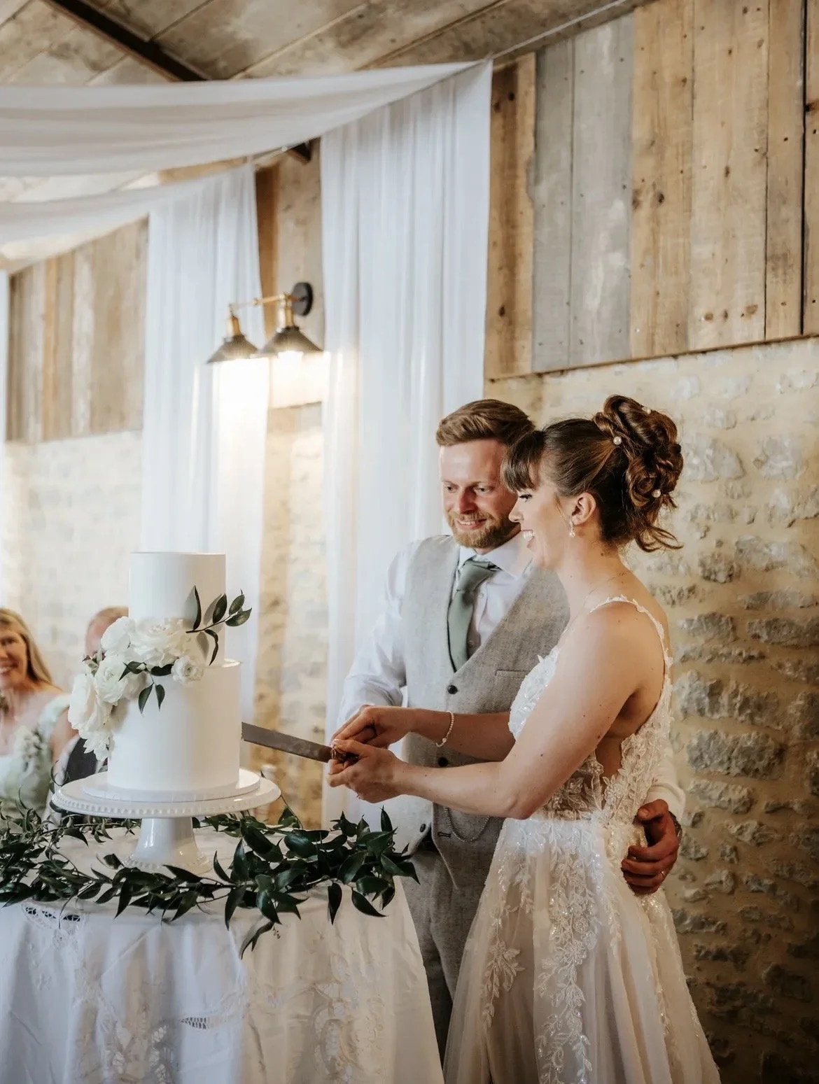 Abbey and Will's wedding cake at Stratton Court Barn