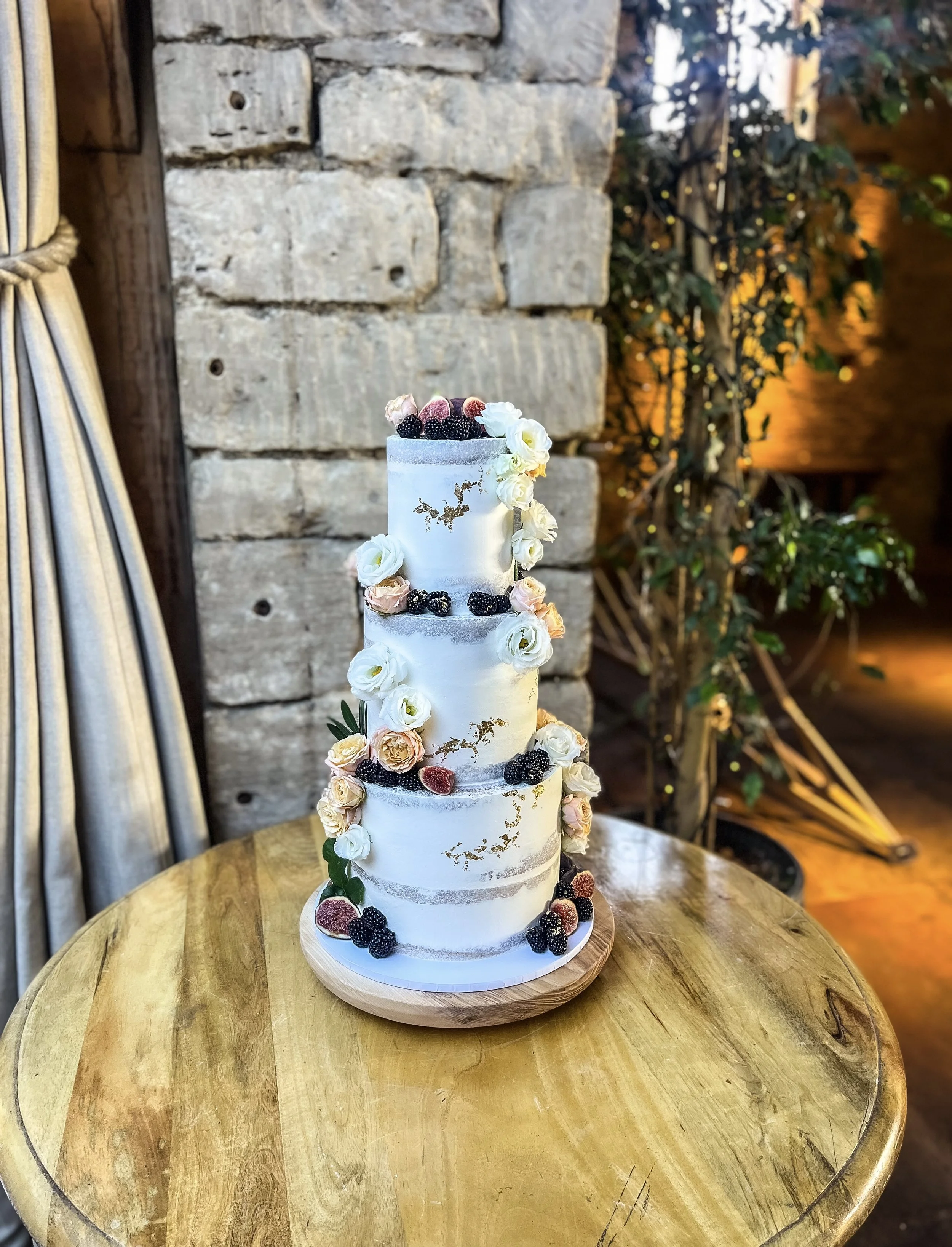 Rachel and Sam's wedding cake at Cripps Barn