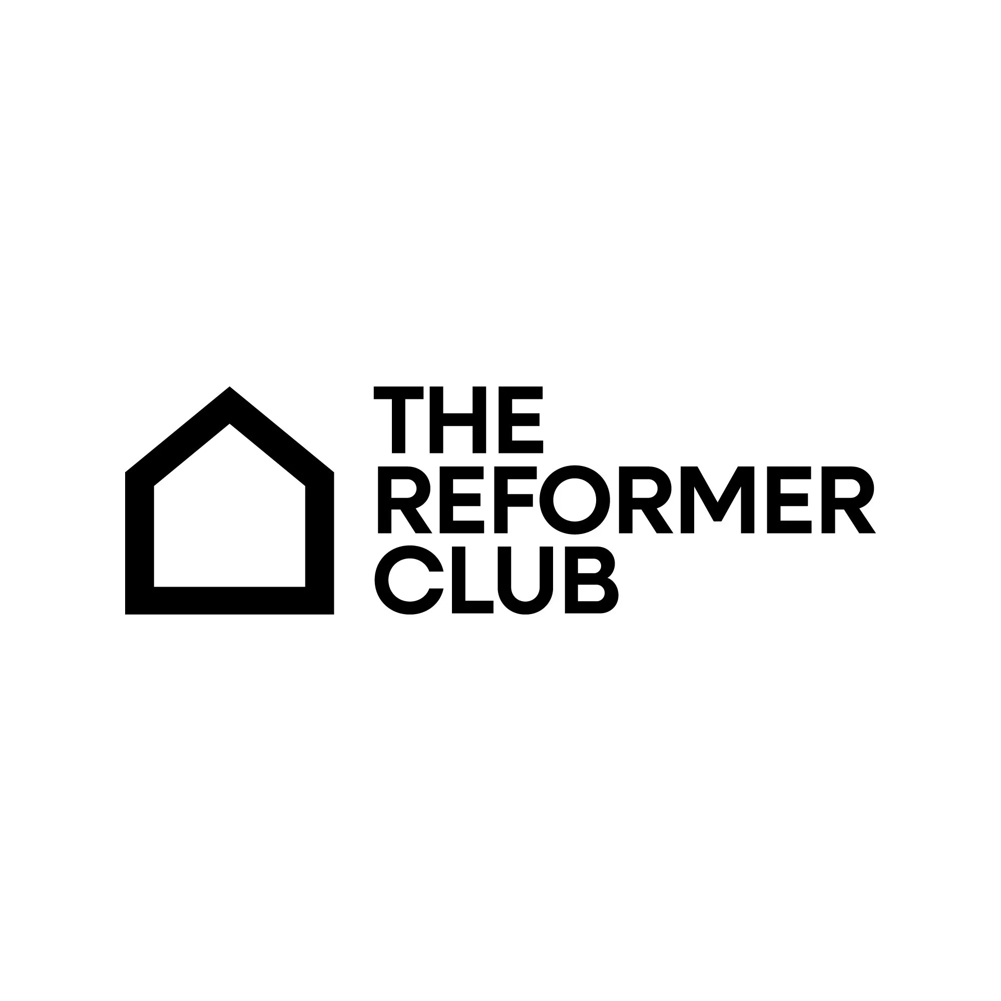Black and white logo with a house outline and the words "THE REFORMER CLUB"