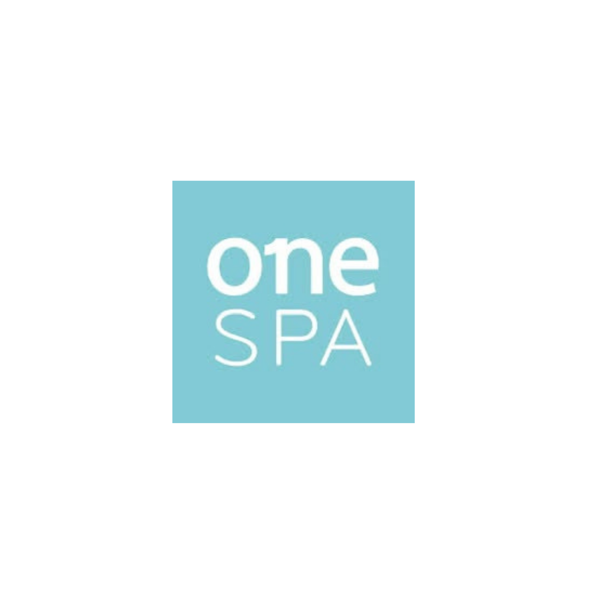 Logo for one spa with a light blue background and white text