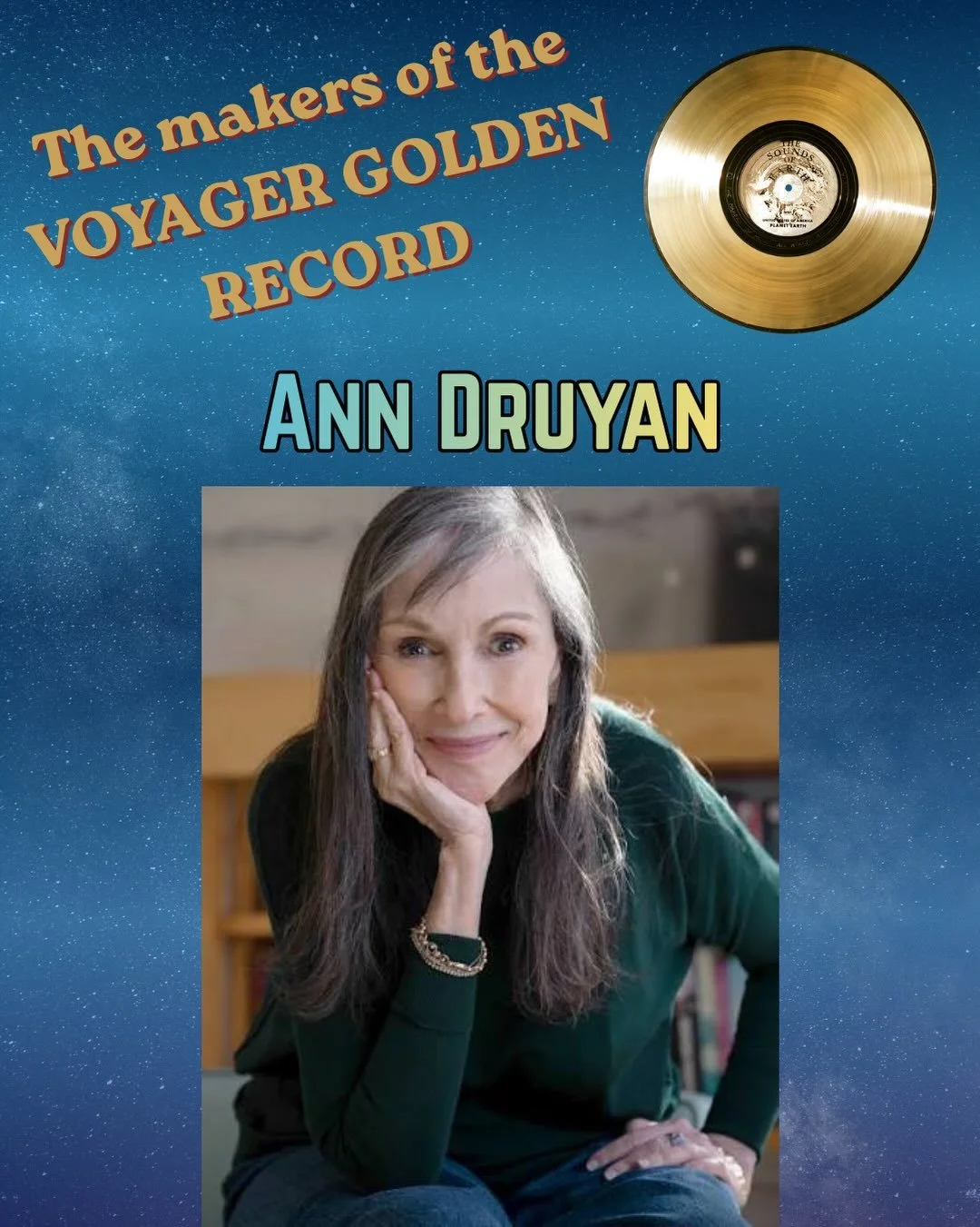 Introducing the makers of the Golden Record, part 2&hellip;..the creative director for the project was Ann Druyan. What an amazing contribution she made and continued to make after the Voyager. 

Audio here is a sample of the &ldquo;sounds of the ear