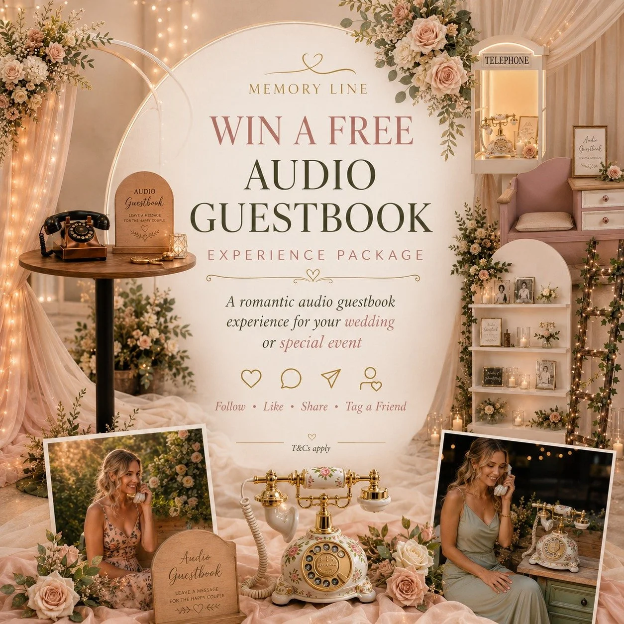 To celebrate the launch of Memory Line at Woodville Town Hall tomorrow, we&rsquo;re giving one lucky person the chance to win a FREE Audio Guestbook Experience Package for their wedding, engagement, party or special event.

To enter:
🤍 Follow @memor