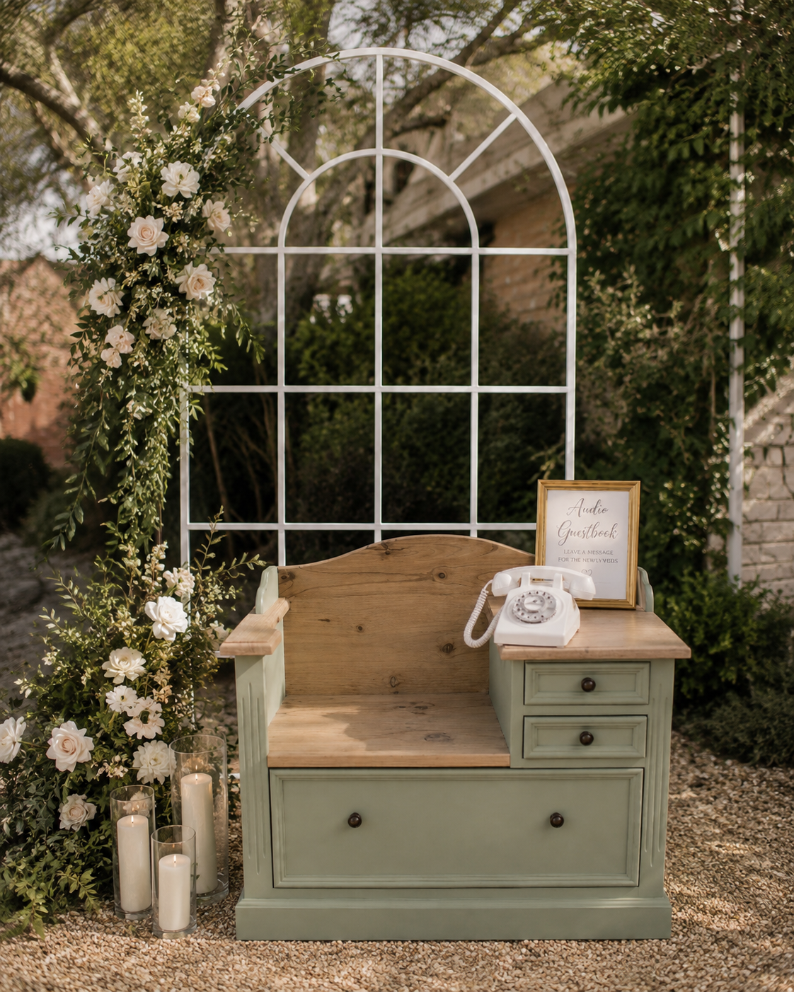 metal arch frame with sage chair.png