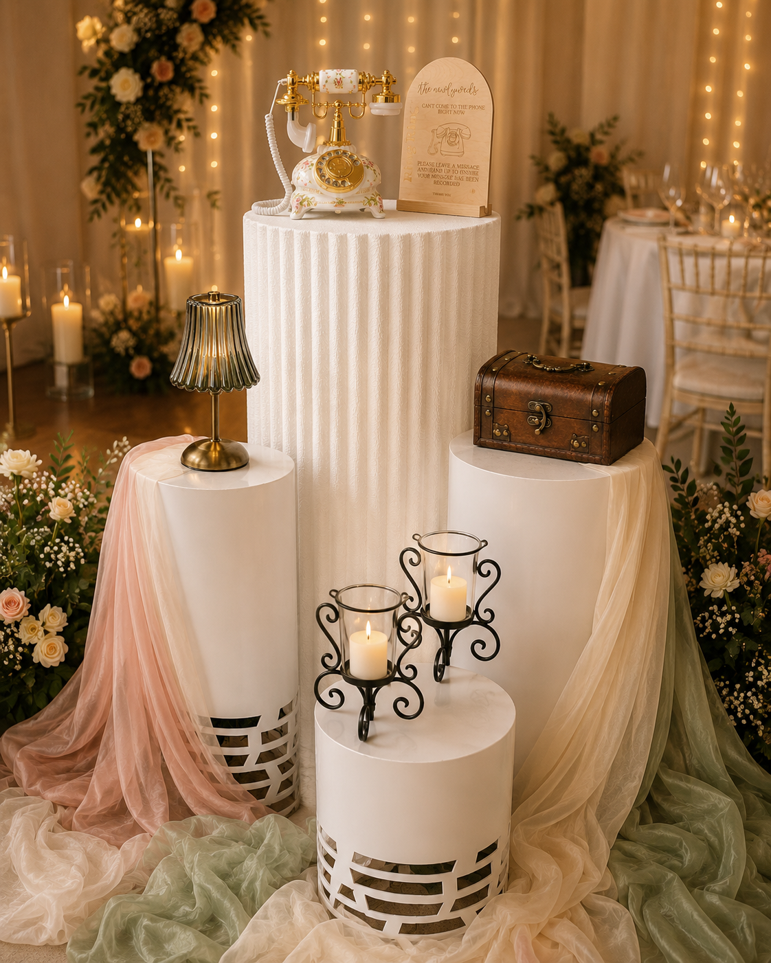 Feature Displays & Stands: Elegant White Plinth SET OF FOUR
