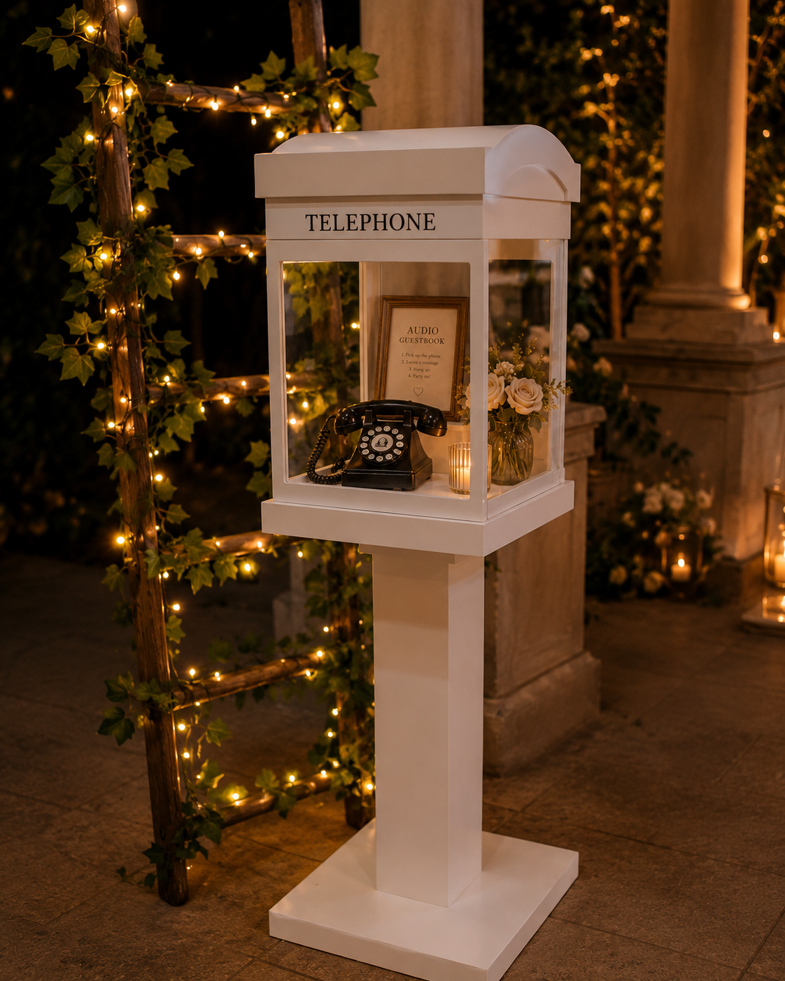 telephone box with rustic ladder.png