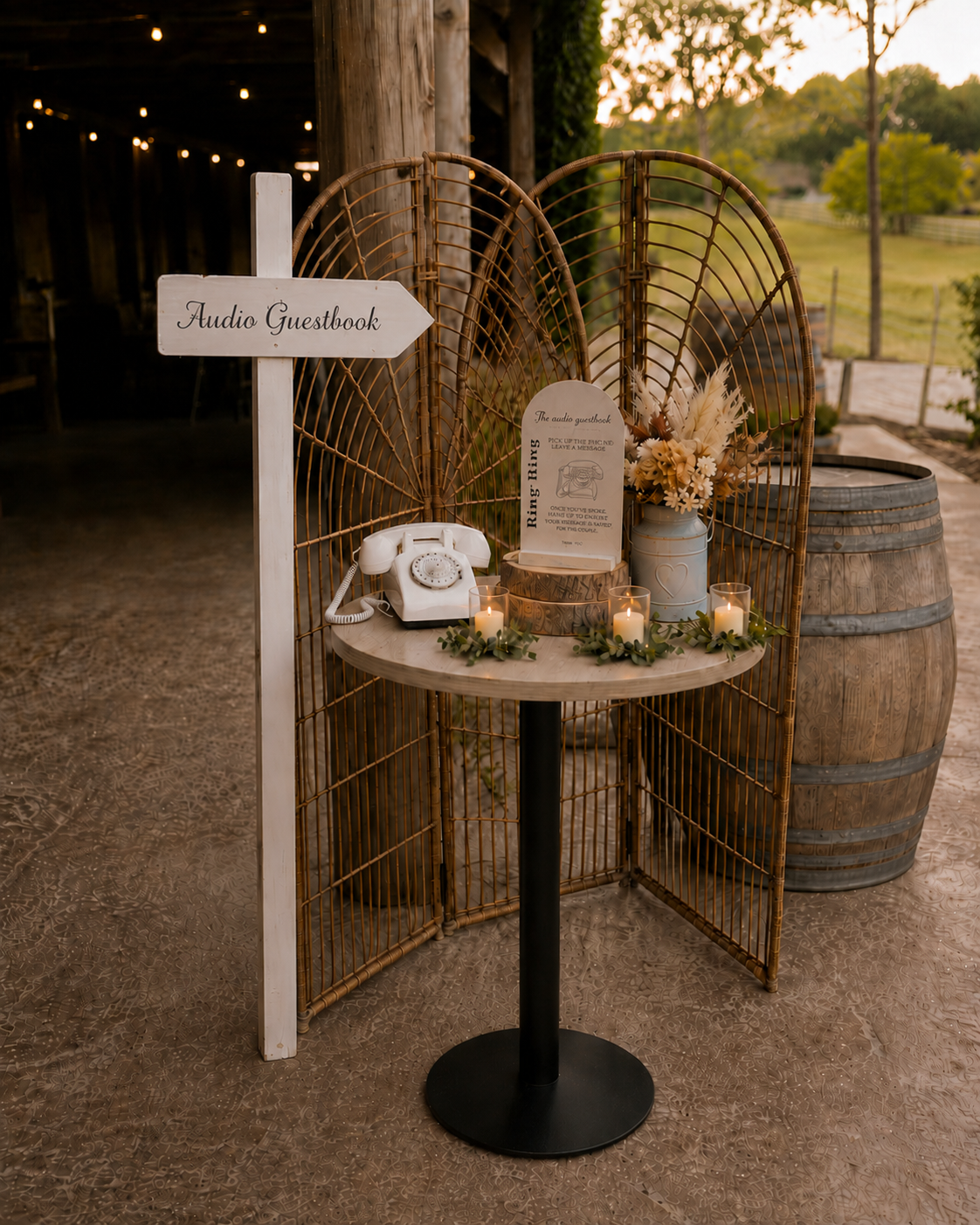 rustic country farm experience timber table photo sign and wicker background.png