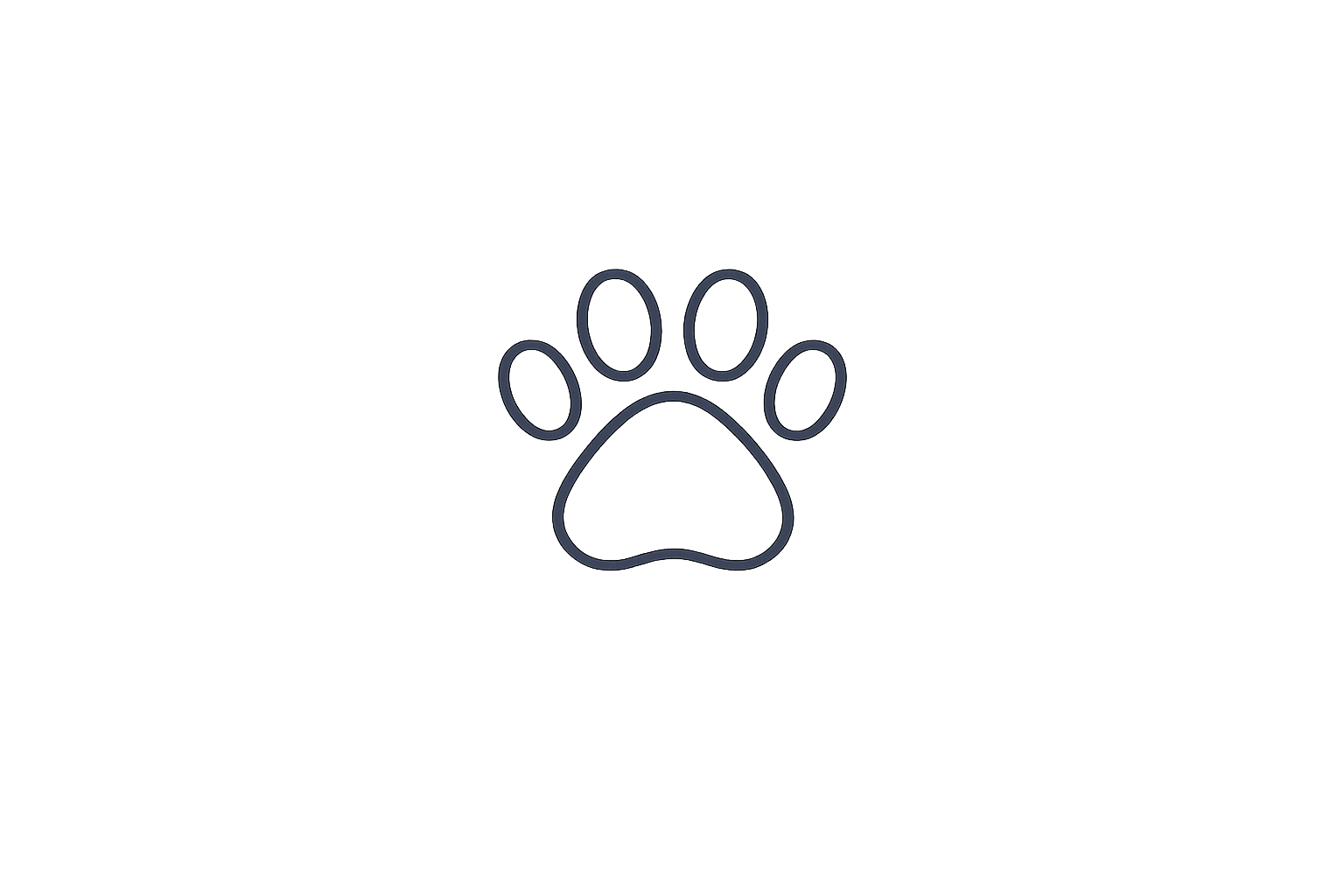 Outline of a paw print with four toes on a black background