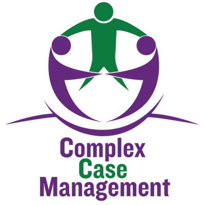 Logo featuring two purple hands holding a green figure, with the words 'Complex Case Management' underneath.