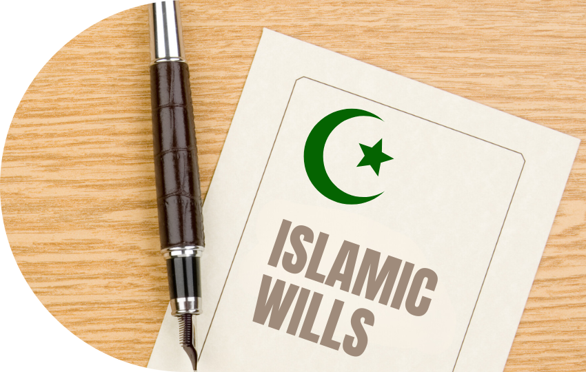 A photograph depicting a document titled “Islamic Wills”.