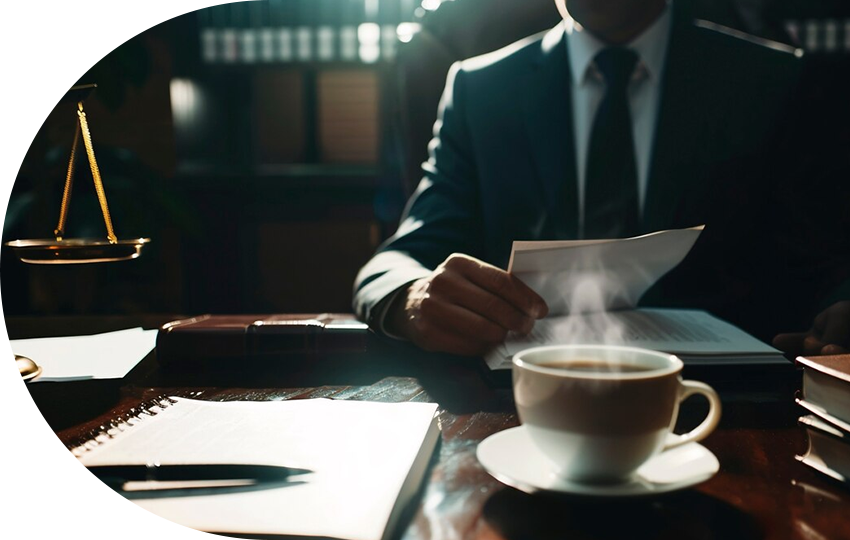 A photograph depicting a person reading a document.