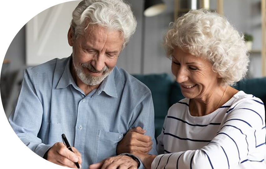 A photograph depicting an elderly man and woman.