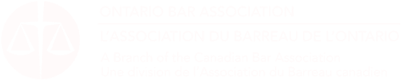 The logo of the Ontario Bar Association, which is a branch of the Canadian Bar Association.
