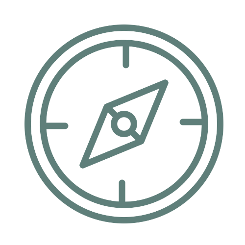 Compass icon representing moving forward with greater confidence, career clarity, professional confidence and thoughtful decision-making.