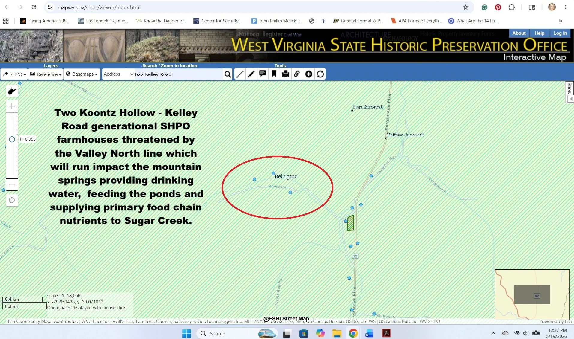 Map of Koontz Hollow  Farmhouses on the West Virginia State Historic Preservation Office website