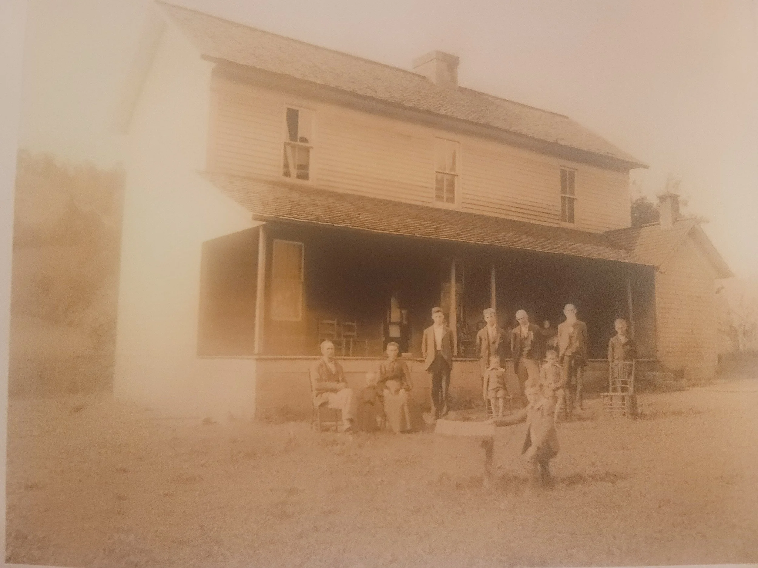 Sepia photo of Old Koontz Farmhouse Homestead in Koontz Hollow Barbour County WV
