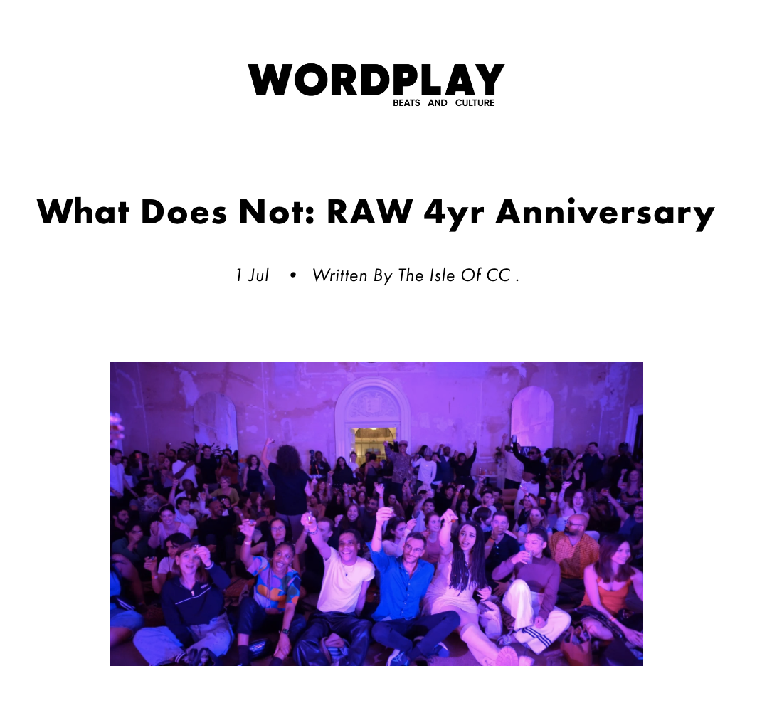 RAW ANNIVERSARY IN WORDPLAY MAGAZINE
