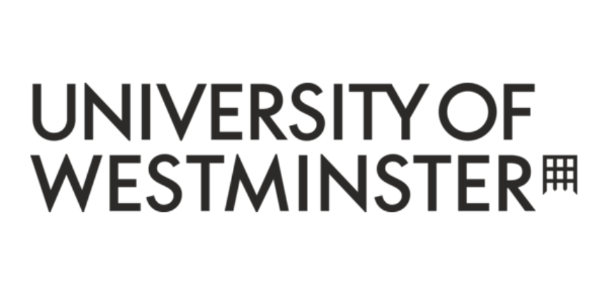 Logo of the University of Westminster featuring the university name in bold black font and a small building icon.