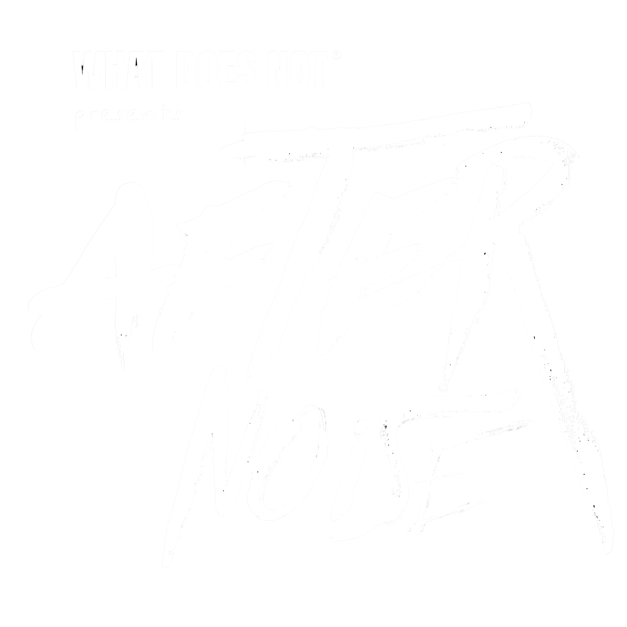 Black background with white stylized handwritten text that says 'What Does Not Presents' and part of the word 'Artist' below.