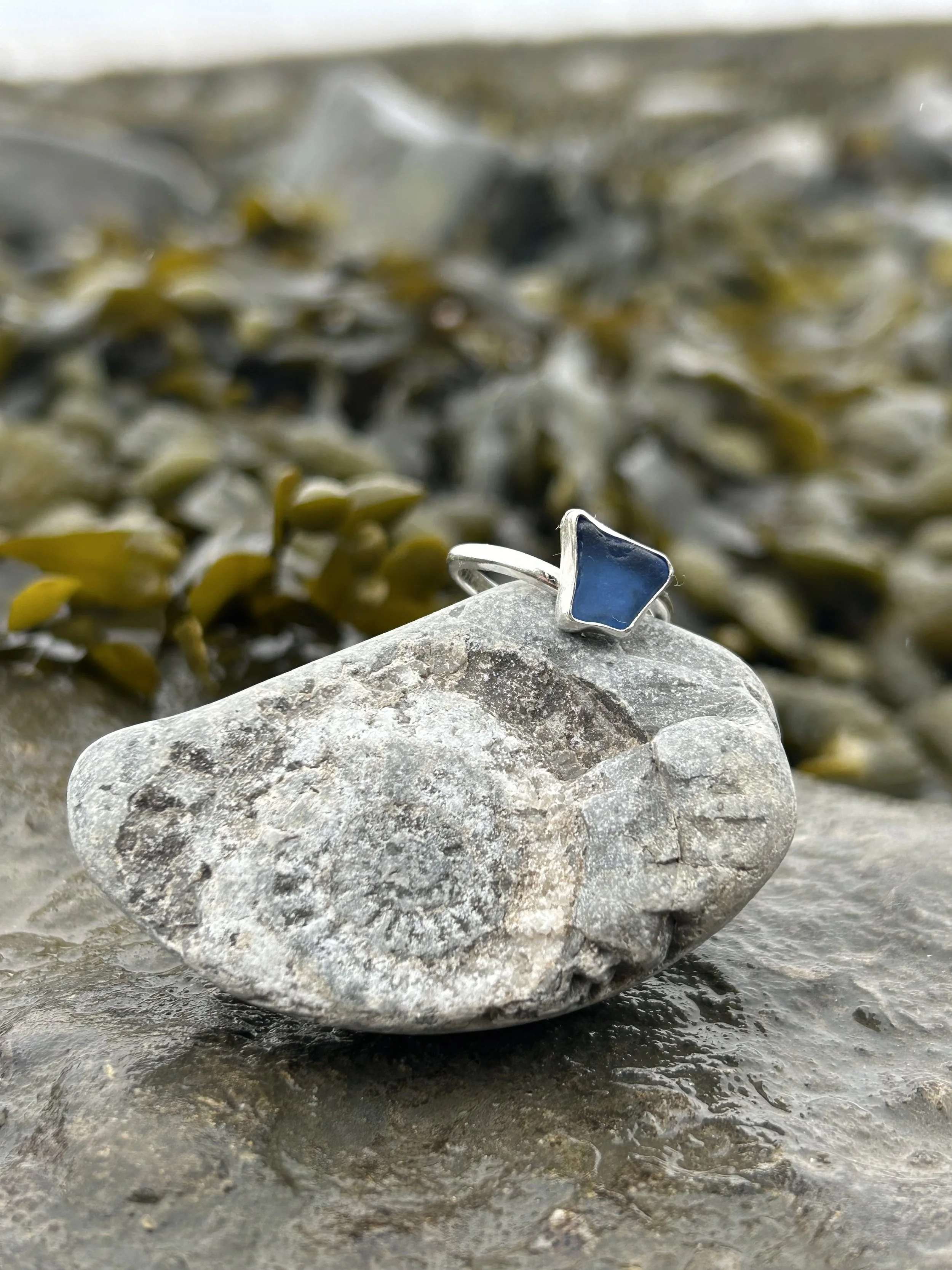 Cornflour blue seaglass ring