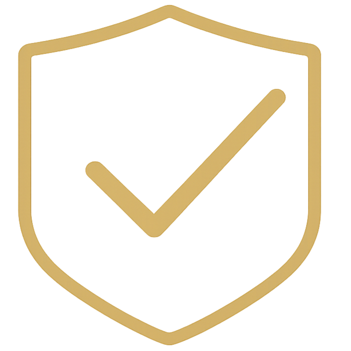 A yellow shield-shaped icon with a checkmark in the center.