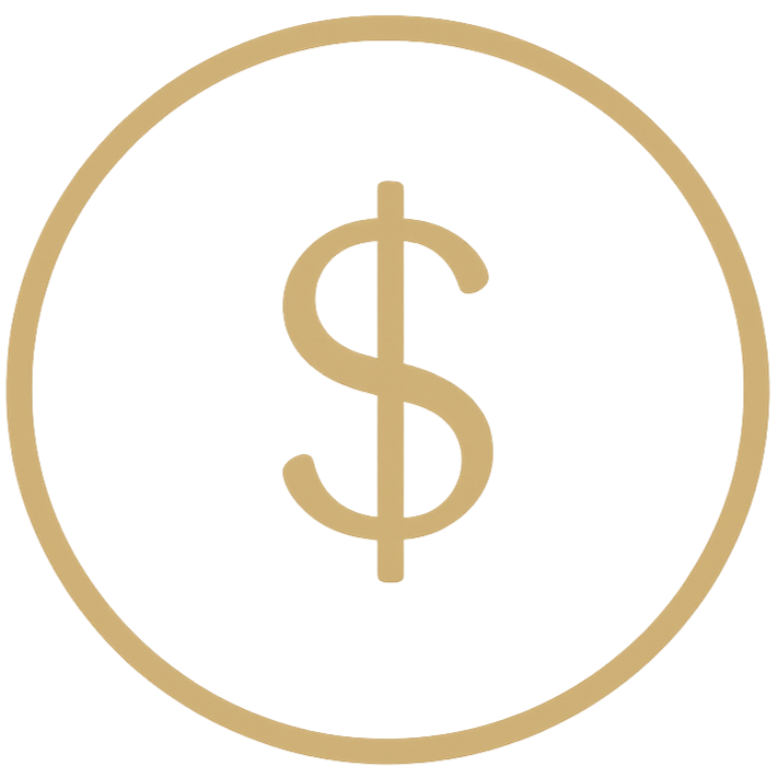 A gold dollar sign inside a gold circle on a black background.