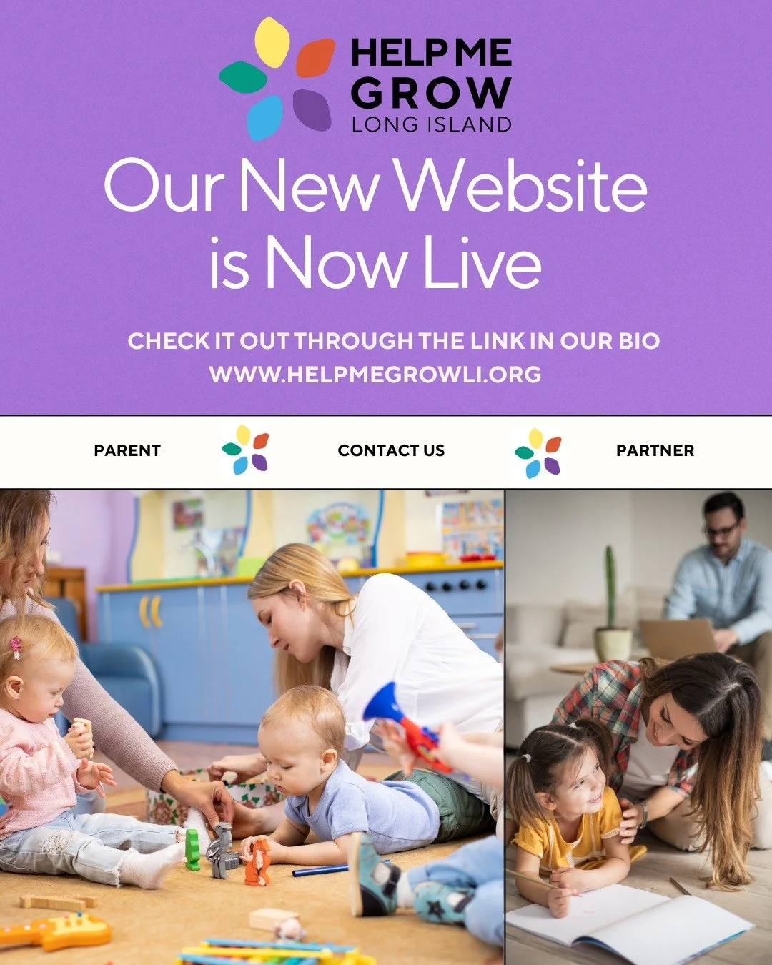 Help Me Grow Long Island is excited to announce the launch of it's new website!

Visit the new site through the link in our bio! 

#helpmegrowli #earlychildhood #longisland #development #milestonesmatter