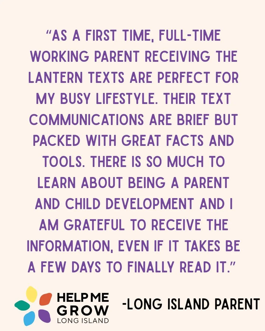 A quote from a Long Island parent about Lantern! Sign up for this FREE service through the link in our bio!