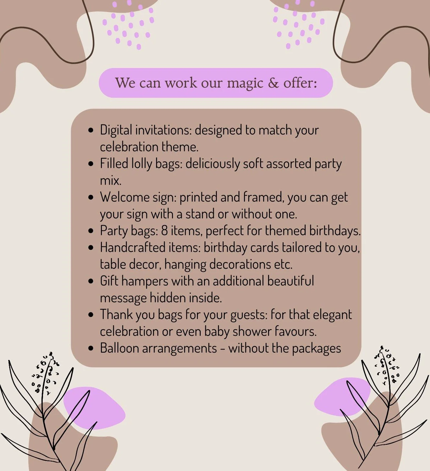 Optional add ons
