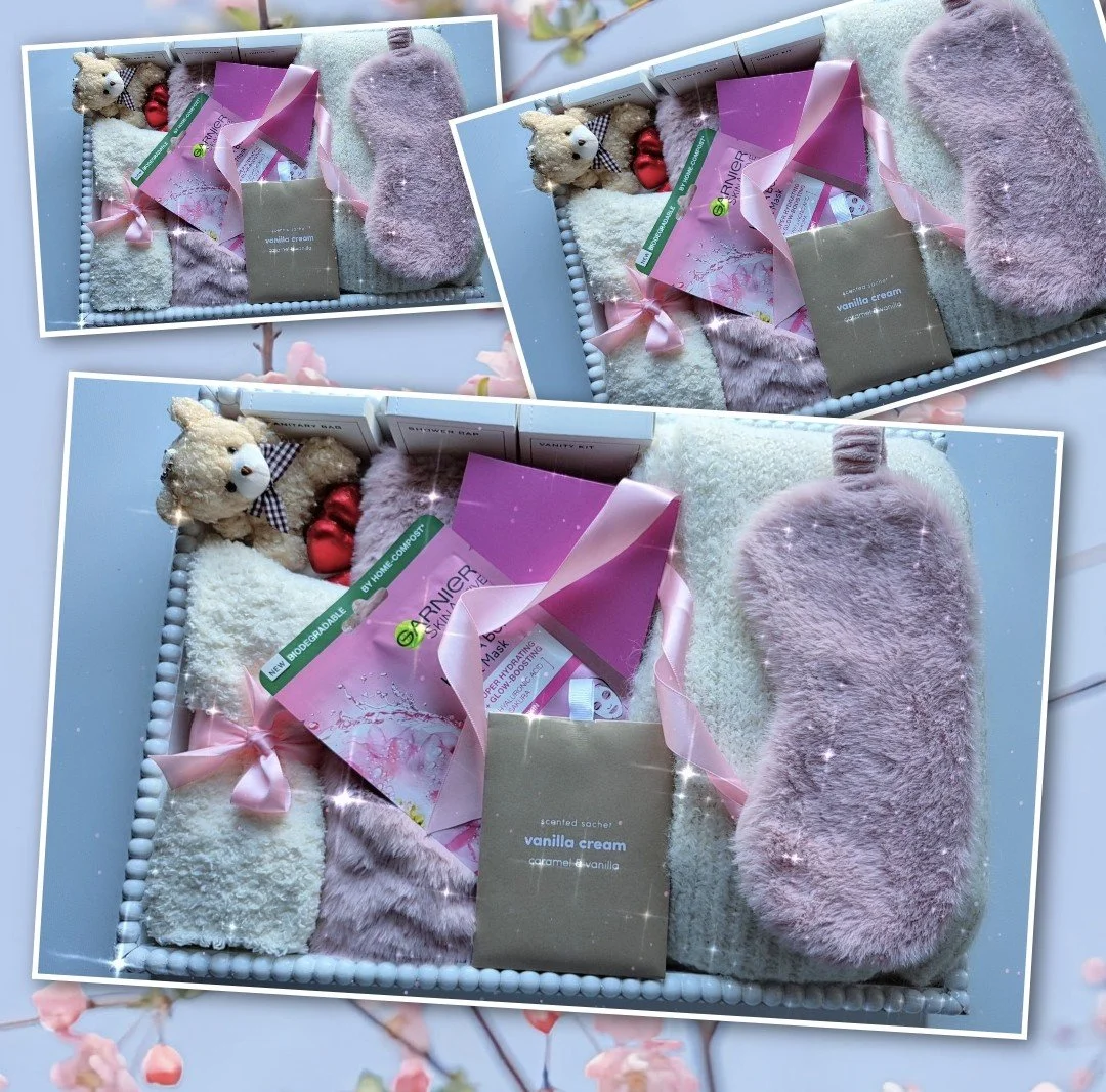 gift hamper, comfort tray, gifts, treat yourself, celebrate, birthdays, special, made with love