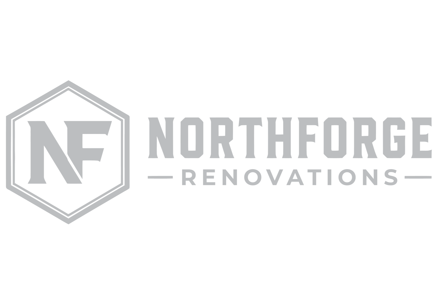 Logo of Northforge Renovations featuring a stylized 'N' inside a hexagon outline and the company name in bold uppercase letters.