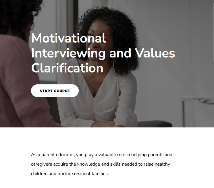 Start page for a Rise course on Motivational interviewing