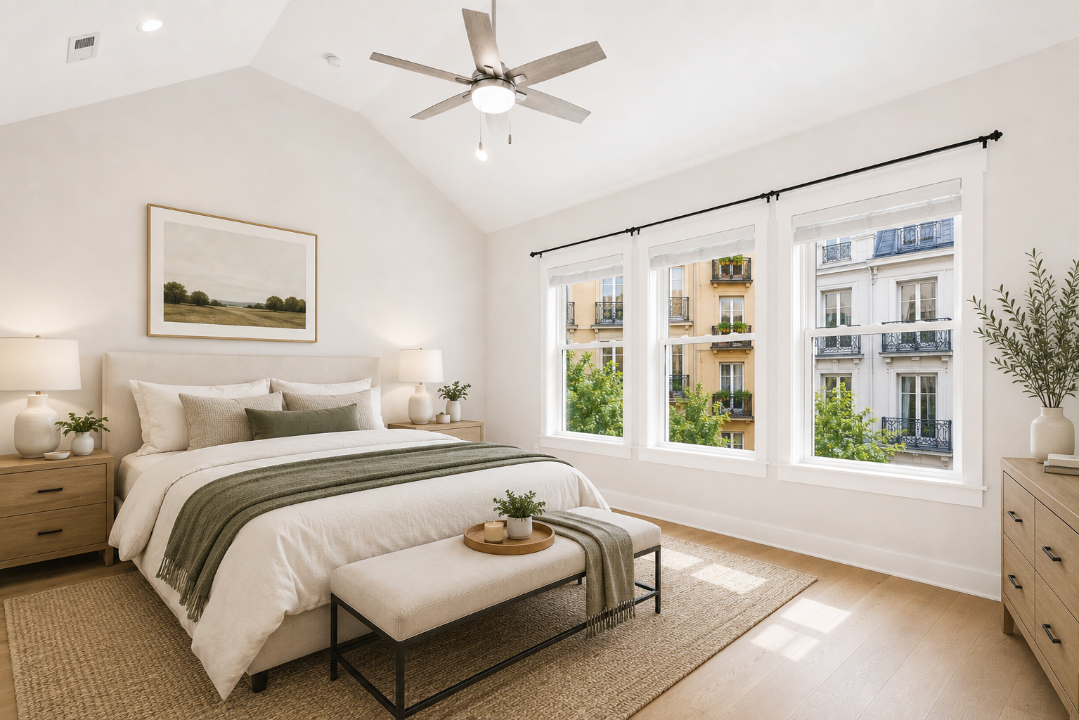Habitación decorada mediante Home Staging Virtual para venta o alquiler