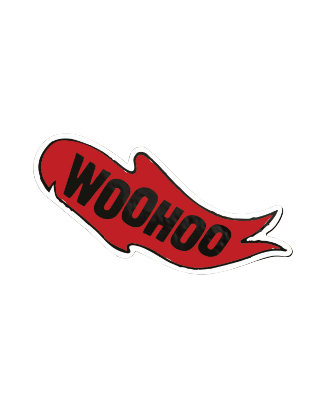 A sticker featuring a red chilli pepper with the word 'WOOHOO' written in black, stylised text.