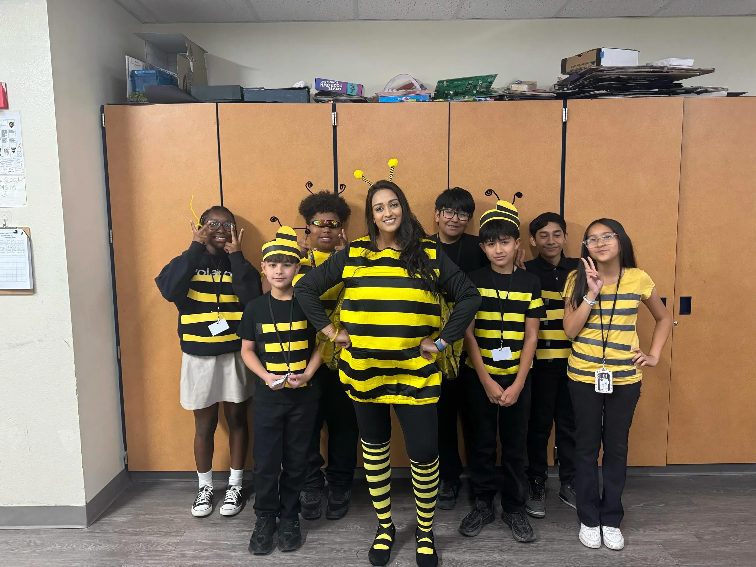 Apparently I&rsquo;m the queen bee now 🐝👑😂 

Spirit Week has been chaotic, hilarious, exhausting, and honestly so much fun. Seeing my students fully commit to showing school spirit made my teacher heart so happy 🖤 

These kids drive me crazy, but
