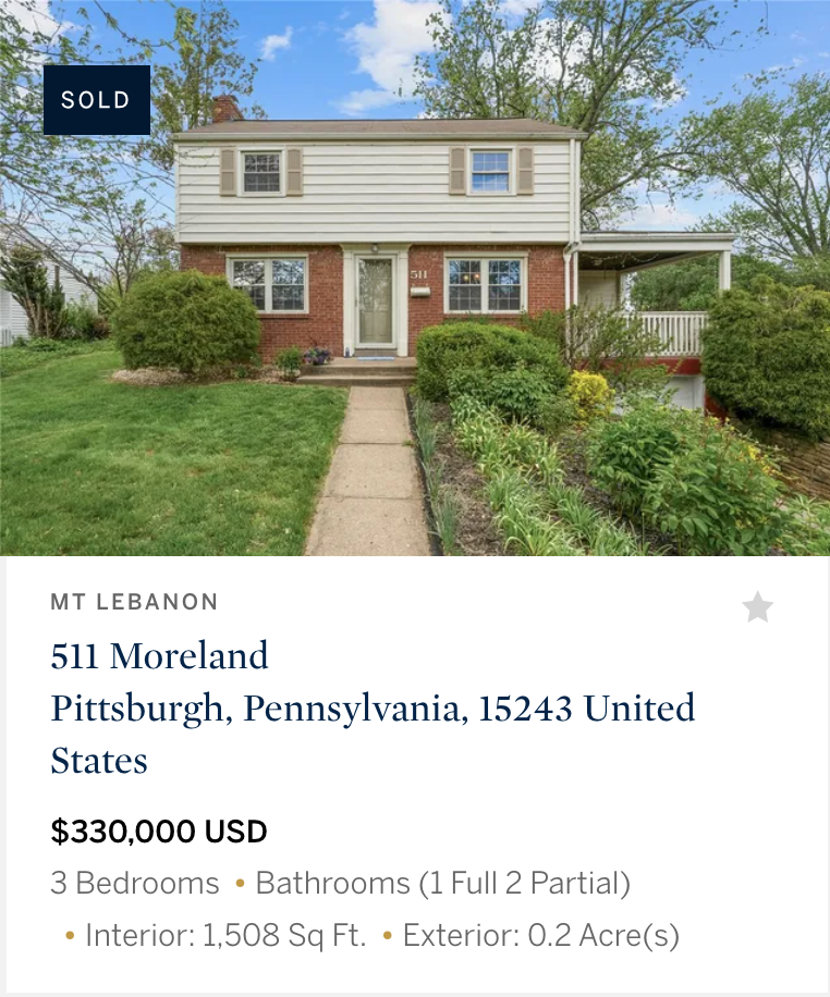 Mt. Lebanon house sold