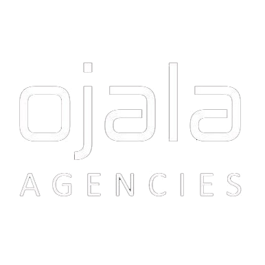 Ojala Agencies logo with white text on a black background.