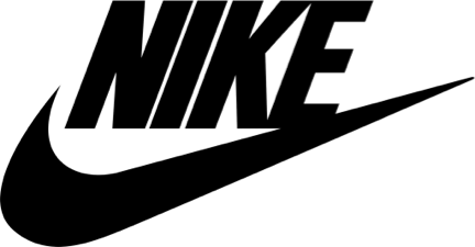 Black Nike logo with the swoosh and the brand name