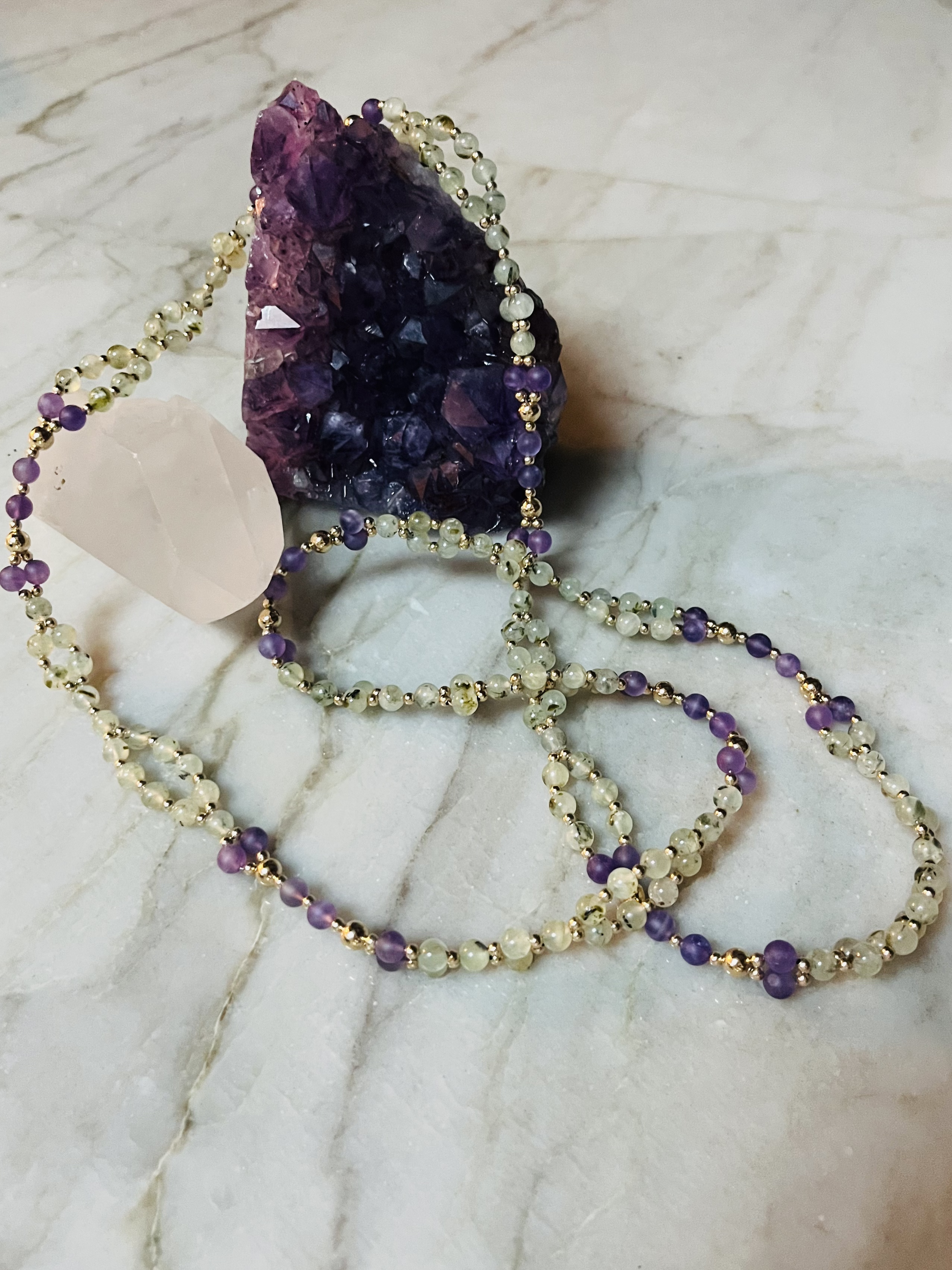 Prehnite | Amethyst | Gold