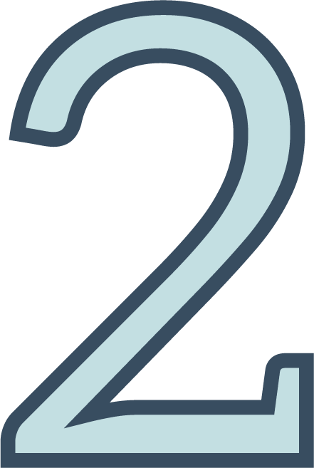 Large blue number 2 with dark outline on a transparent background