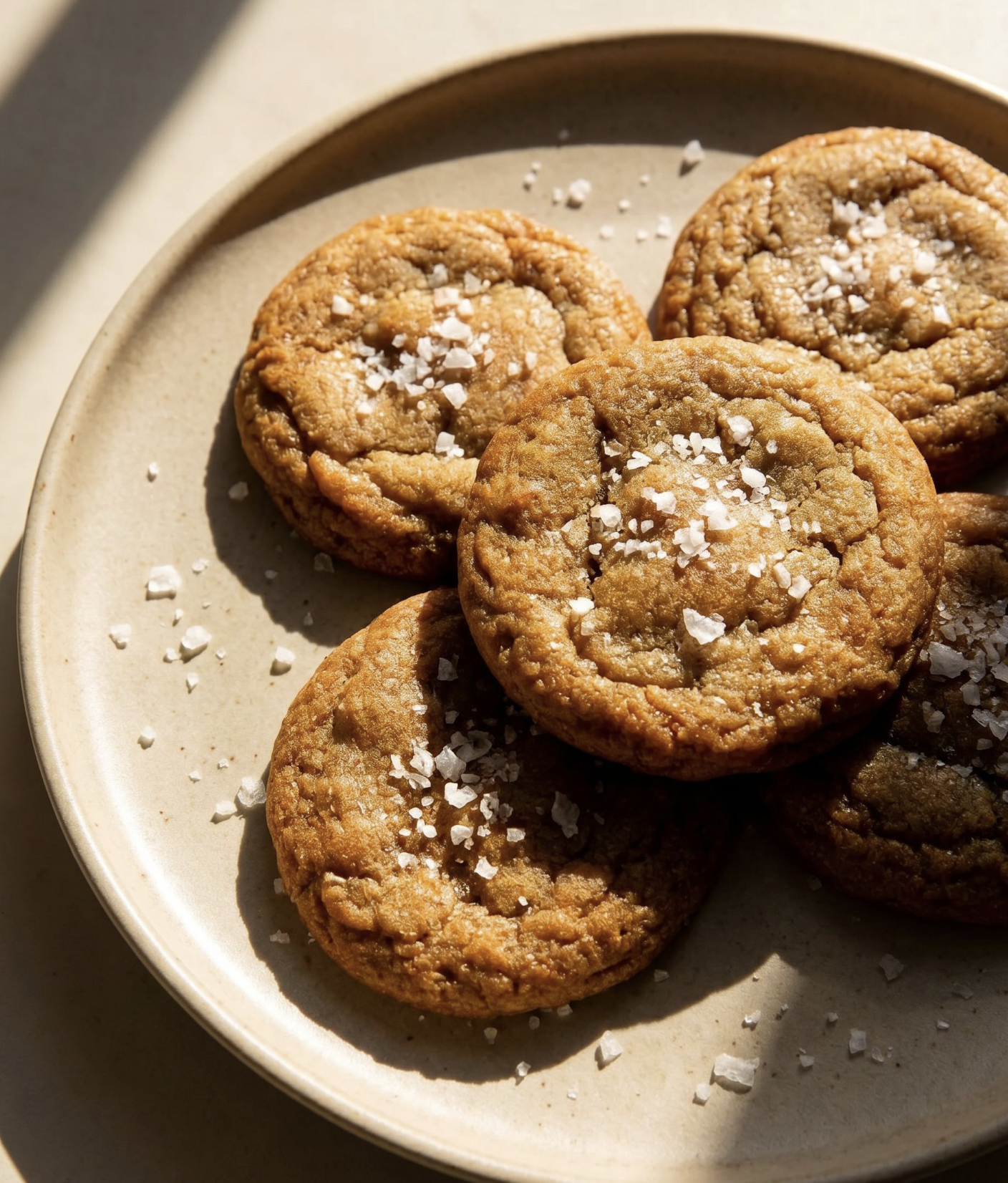 Brown Butter Tahini Cookies with Flaky Salt