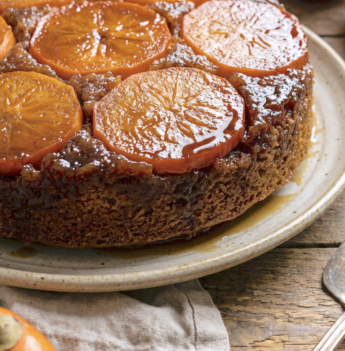 Persimmon Brown Butter Upside-Down Cake