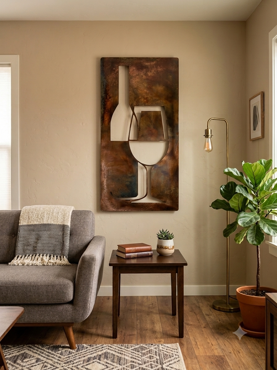 Wine Bottle & Glass