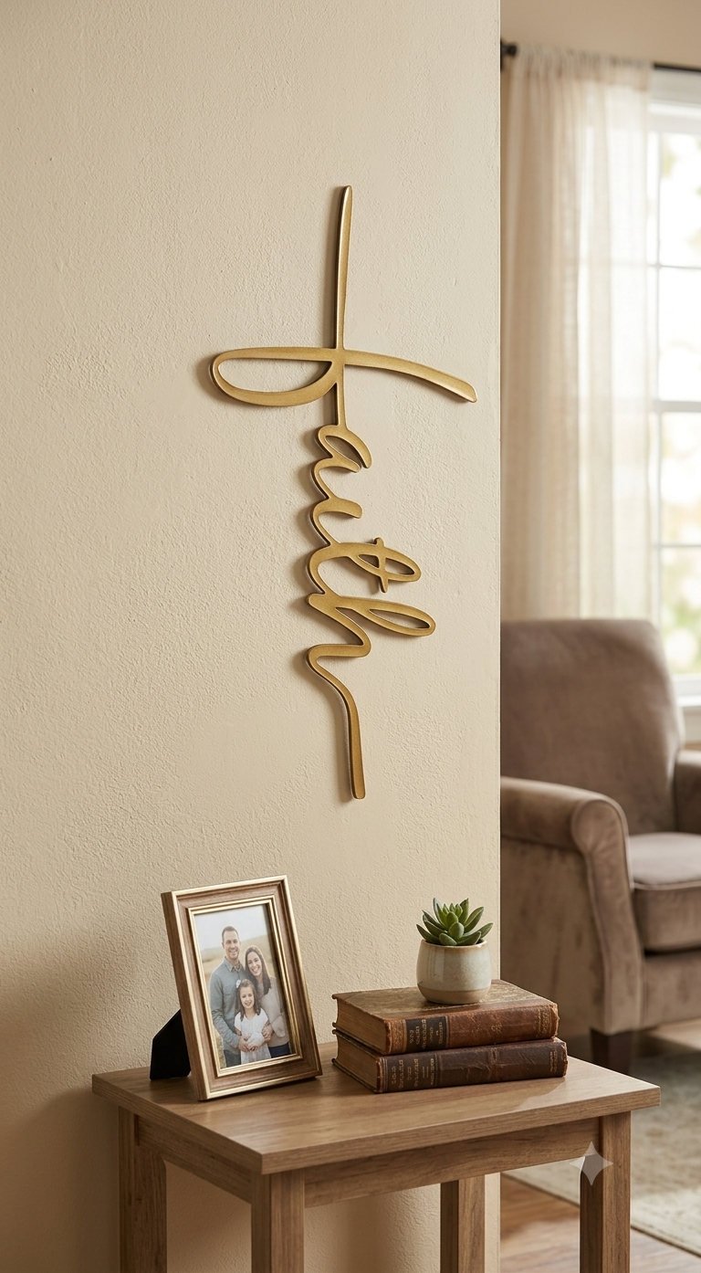 “Jesus” and "Faith" Script Cross