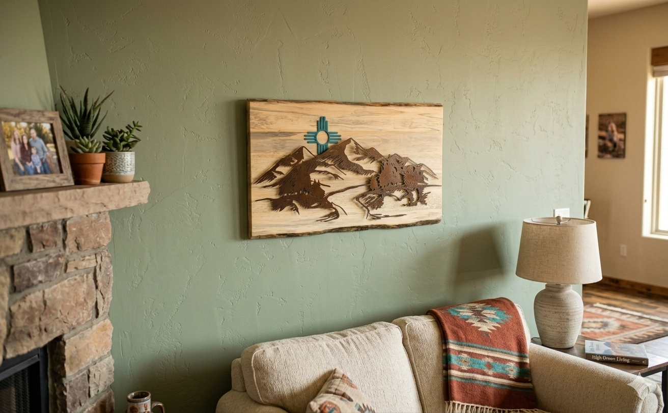 Southwestern Mountain Scene on Reclaimed Wood